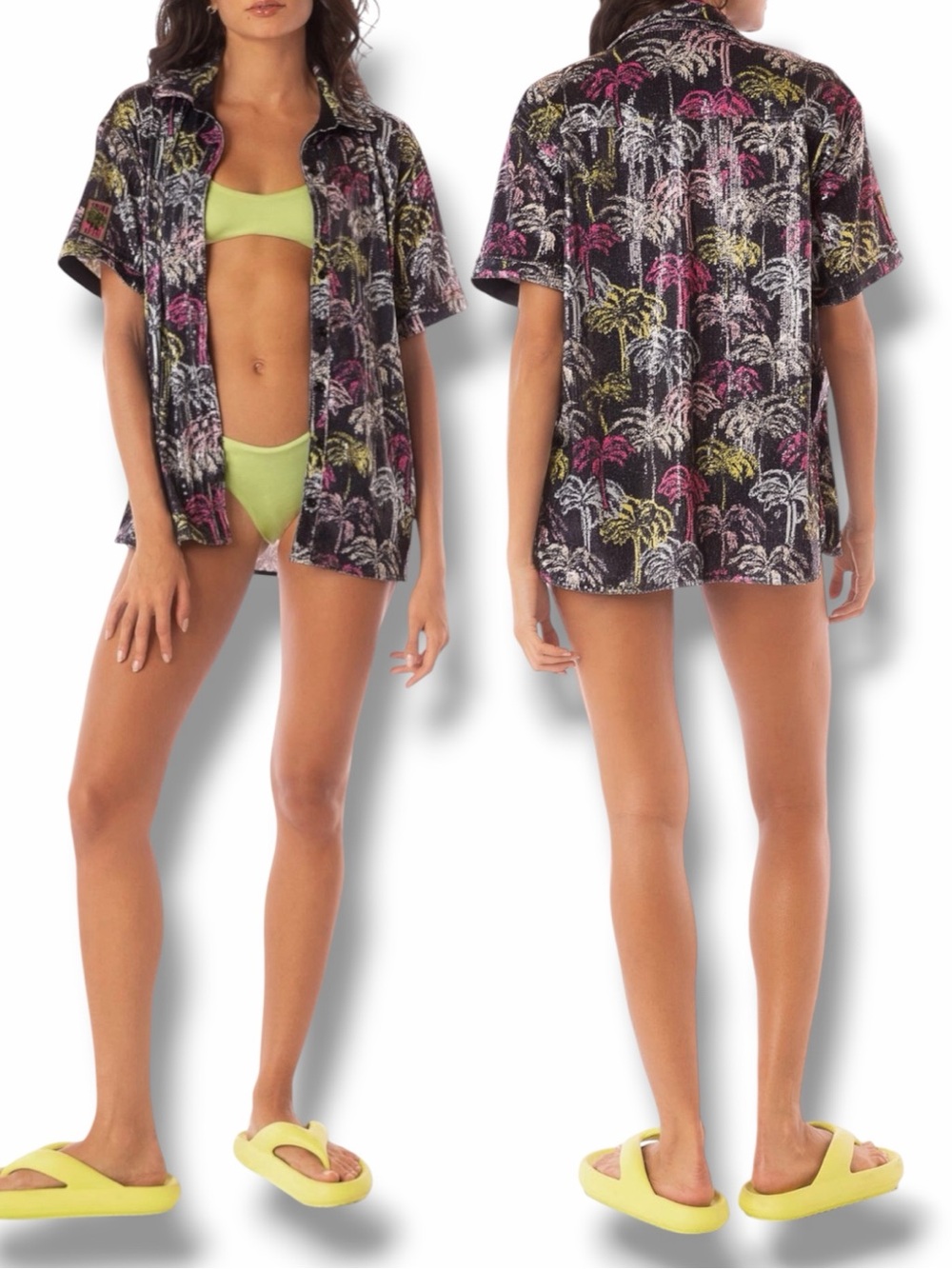 MAAJI Women’s Neon Palmery Salome Sequin Reversible Relaxed Fit Cover-Up in L